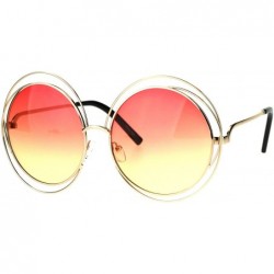 Oversized Avant Garde Double Circle Frame Round Designer Fashion Retro Sunglasses - Gold Red - C017YERWQ73 $11.35