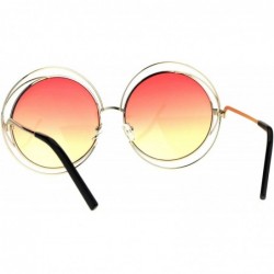 Oversized Avant Garde Double Circle Frame Round Designer Fashion Retro Sunglasses - Gold Red - C017YERWQ73 $11.35