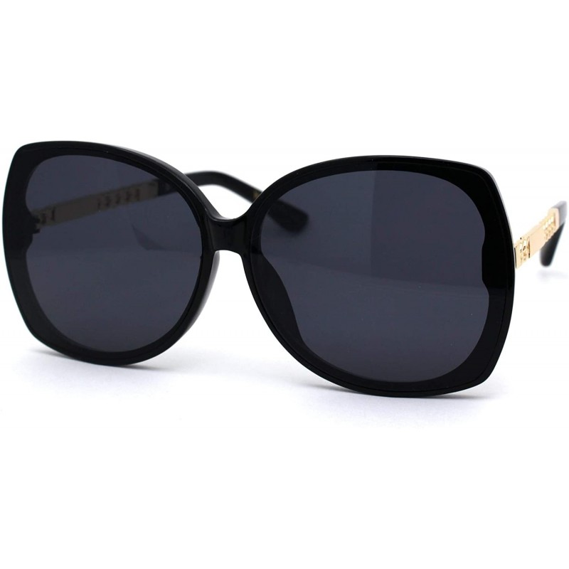 Butterfly Womens Metal Chain Arm Diva Chic Butterfly Sunglasses - Black Gold Black - C3194KTL9Q7 $10.70