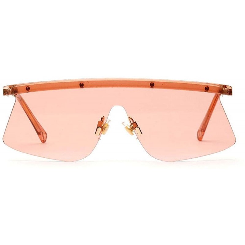 Rimless Siamese Sunglasses Retro Personality Trend Glasses Windshield - Light Orange - CL18UXA0D5N $17.44