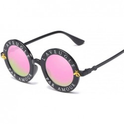 Aviator Retro Small Round Sunglasses Women Vintage Brand Shades Metal Color Sun Glasses Fashion Designer Lunette - Pink - CA1...