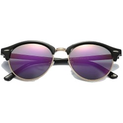 Round Classic Polarized sunglasses Men Women rivets Fashion round Driving sun glasses - Black/Purple - C61854HC58H $12.22