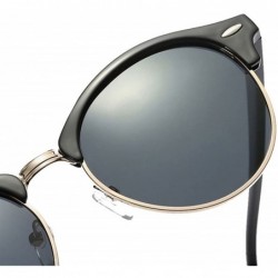 Round Classic Polarized sunglasses Men Women rivets Fashion round Driving sun glasses - Black/Purple - C61854HC58H $12.22