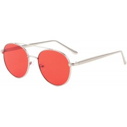 Round Thin Frame Round Color Lens Aviator Sunglasses - Red - CE1993QWUHO $11.29