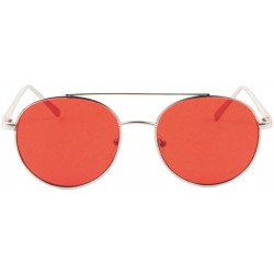 Round Thin Frame Round Color Lens Aviator Sunglasses - Red - CE1993QWUHO $11.29