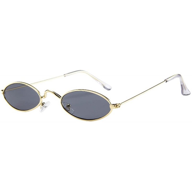 Oval Small Oval Sunglasses Sunglasses Oval Sunglasses Small Metal Frame Candy Colors - E - C118XLM43NS $9.07