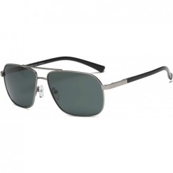 Sport Men Classic Metal Square Brow-Bar Sports Polarized HD Lens Fashion Sunglasses - Olive/Silver - CF18WTI7XOC $23.74