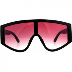 Shield Super Oversized Goggle Style Sunglasses Arched Top Shield Fashion Shades - Black (Pink) - C018CU0L4OO $22.10