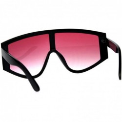 Shield Super Oversized Goggle Style Sunglasses Arched Top Shield Fashion Shades - Black (Pink) - C018CU0L4OO $9.14