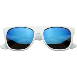 Wayfarer Retro Intense Bright Color Mirror Lens Super Flat Top Horn Rimmed Sunglasses - White / Ice - CR116Q2K2VF $19.00