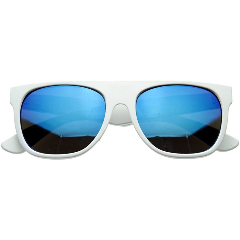 Wayfarer Retro Intense Bright Color Mirror Lens Super Flat Top Horn Rimmed Sunglasses - White / Ice - CR116Q2K2VF $11.97
