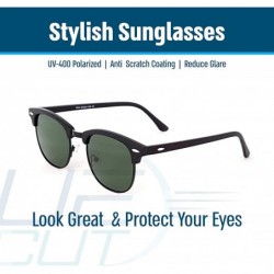 Round Stylish 80th Retro Unisex Polarized Sunglasses UV400 Classic Vintage Chic - Black Mat-green - C818DTSHEW4 $9.10