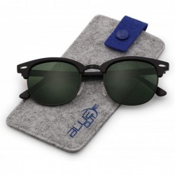 Round Stylish 80th Retro Unisex Polarized Sunglasses UV400 Classic Vintage Chic - Black Mat-green - C818DTSHEW4 $9.10