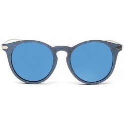 Rimless Women Retro Vintage UV400 Sunglasses Wood Grain Alloy Frame Sun Glasses - Blue - CG17AAM53CM $8.43