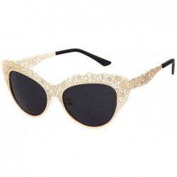 Aviator Metal hollow lace sunglasses - Gold Frame Black Lens - CF12JMXRGWR $60.41