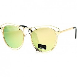 Butterfly Giselle Wire Metal Rim Horn Rim Designer Fashion Sunglasses - Peach - CQ17WTAX6W7 $9.89