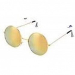 Round Round Hippie Sunglasses '60s Vintage Style - green/gold mirror - CJ18A205KQ7 $10.84