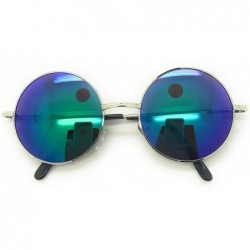 Oval Retro UV Protection Round Sunglasses for Men Vintage Sunglasses Women - Silver /Blue - C018M8I035X $17.75