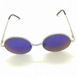 Oval Retro UV Protection Round Sunglasses for Men Vintage Sunglasses Women - Silver /Blue - C018M8I035X $7.94