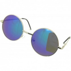 Oval Retro UV Protection Round Sunglasses for Men Vintage Sunglasses Women - Silver /Blue - C018M8I035X $7.94