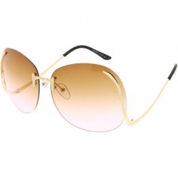 Rimless Women's Rimless Curved Metal Arms Round Color Tinted Lens Oversize Sunglasses 67mm - Gold / Brown Pink - C7186H4GZ8Q ...