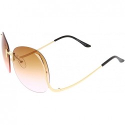 Rimless Women's Rimless Curved Metal Arms Round Color Tinted Lens Oversize Sunglasses 67mm - Gold / Brown Pink - C7186H4GZ8Q ...