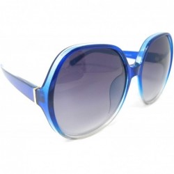 Oversized Women Retro 70s 80s 90s Oversized Round Black Elegant Style Sunglasses-SM1125 - Blue - C118LDOKM9T $15.33