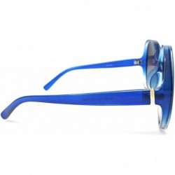 Oversized Women Retro 70s 80s 90s Oversized Round Black Elegant Style Sunglasses-SM1125 - Blue - C118LDOKM9T $15.33