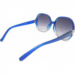 Oversized Women Retro 70s 80s 90s Oversized Round Black Elegant Style Sunglasses-SM1125 - Blue - C118LDOKM9T $15.33