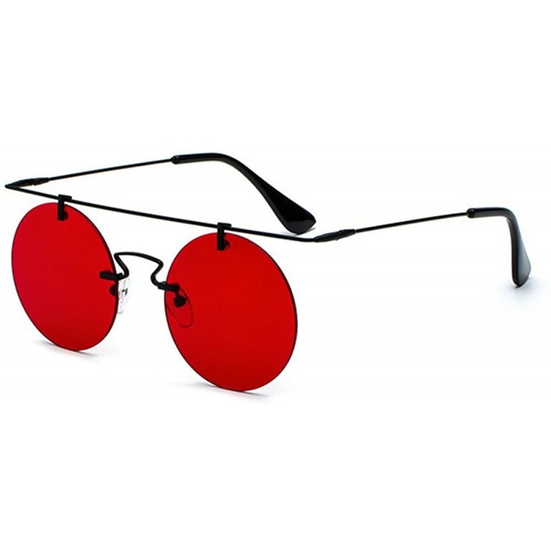 Round 2018 Hot Sale Rimless punk Sunglasses Womens/Mens Vintage Fashion Round Sunglasses UV400 (red) - CE188TDL04S $12.19