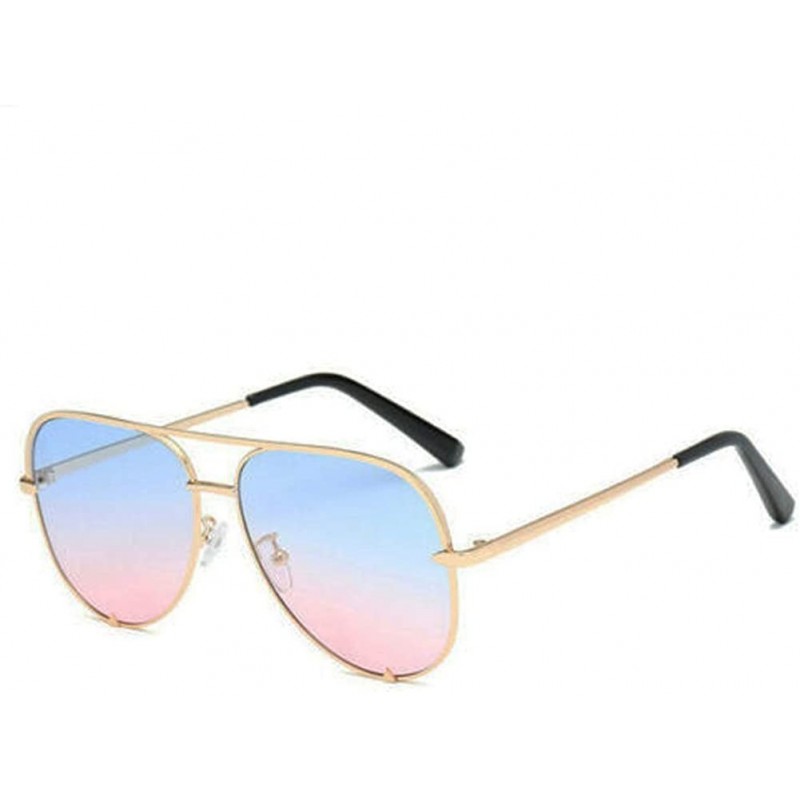 Shield QUAY X Desi Perkins Key Sahara Fade Sunglasses Mini Aviator - Gold Blue Pink - CG18YZ5GTTT $8.68