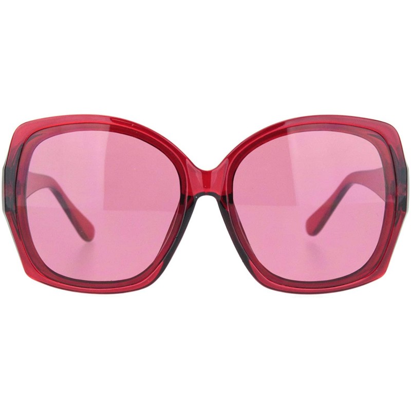 Butterfly Womens Mod Oversize Plastic Butterfly Chic Sunglasses - Red Pink - CL18MGSNXTN $8.36