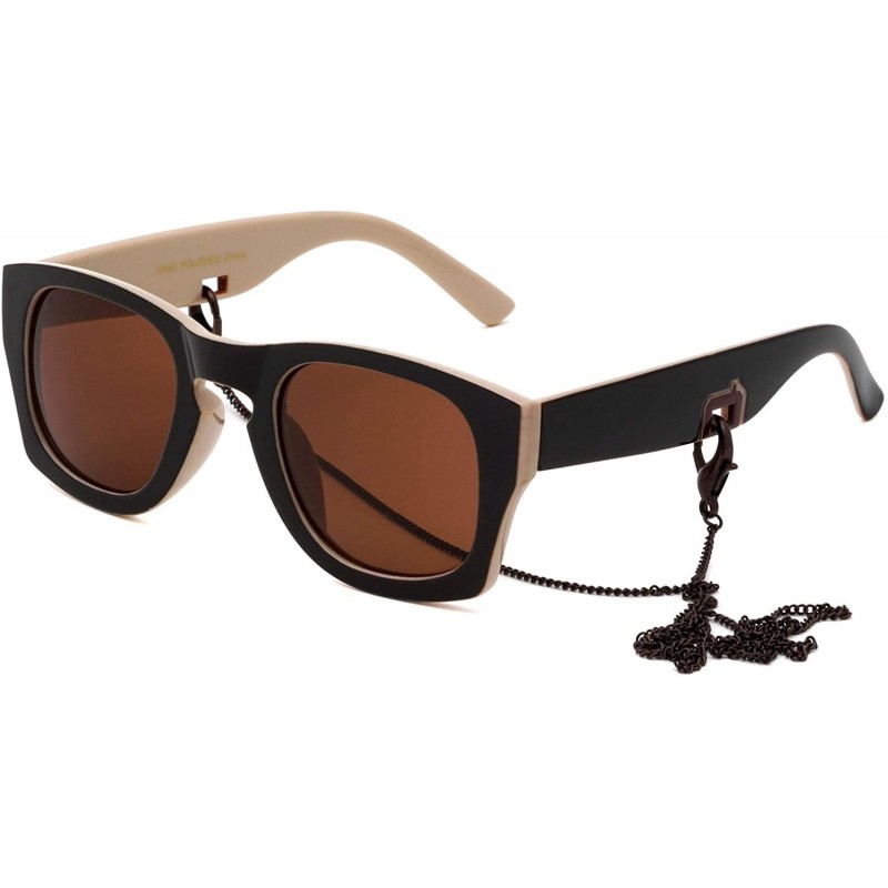 Square Classic Square Chain Color Sunglasses - Brown - C8196XH7RO3 $16.72