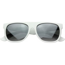 Wayfarer Modern Retro Reflective Mirror Lens Super Flat Top Horn Rimmed Sunglasses (White) - CL116Q2KI6J $10.16
