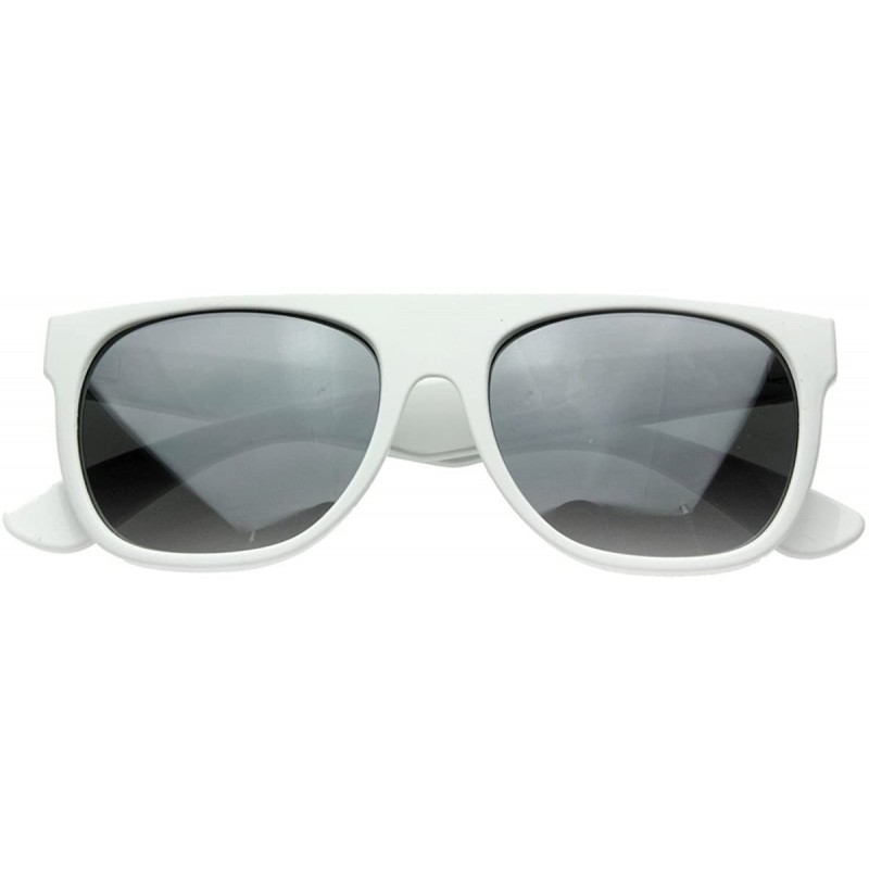 Wayfarer Modern Retro Reflective Mirror Lens Super Flat Top Horn Rimmed Sunglasses (White) - CL116Q2KI6J $10.16