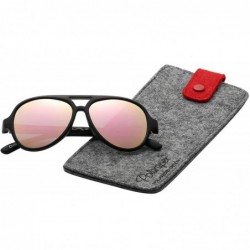 Wayfarer Pilot Kids Polarized Bendable Sunglasses for Boys and Girls - BPA Free - Matte Black - Polarized Pink Quartz - CP18G...