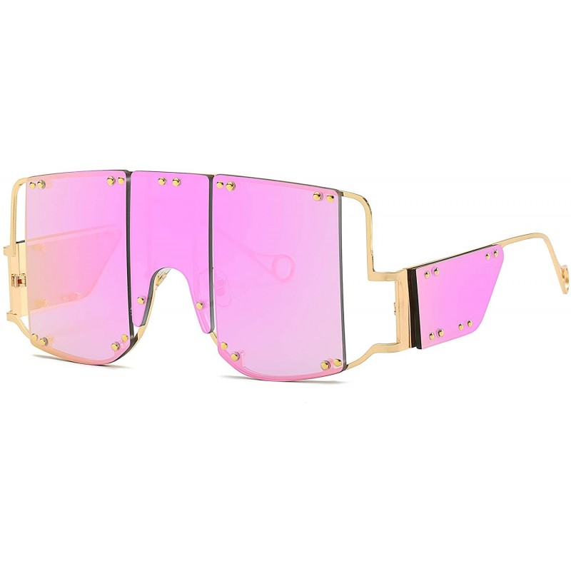 Square designer sunglasses 902personality protection windproof - Gold/Barbie Pink - CH199GYD6U5 $15.24