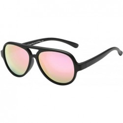 Wayfarer Pilot Kids Polarized Bendable Sunglasses for Boys and Girls - BPA Free - Matte Black - Polarized Pink Quartz - CP18G...