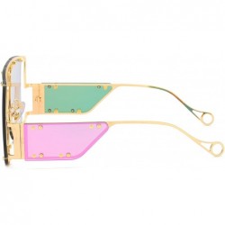 Square designer sunglasses 902personality protection windproof - Gold/Barbie Pink - CH199GYD6U5 $15.24