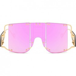 Square designer sunglasses 902personality protection windproof - Gold/Barbie Pink - CH199GYD6U5 $15.24