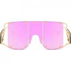 Square designer sunglasses 902personality protection windproof - Gold/Barbie Pink - CH199GYD6U5 $15.24
