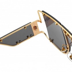 Square designer sunglasses 902personality protection windproof - Gold/Barbie Pink - CH199GYD6U5 $15.24