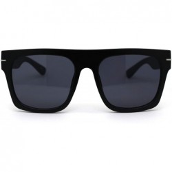 Rectangular Mens Flat Top Squared Rectangular Mobster Horn Rim Sunglasses - Matte Black - CX19574EUK3 $11.01