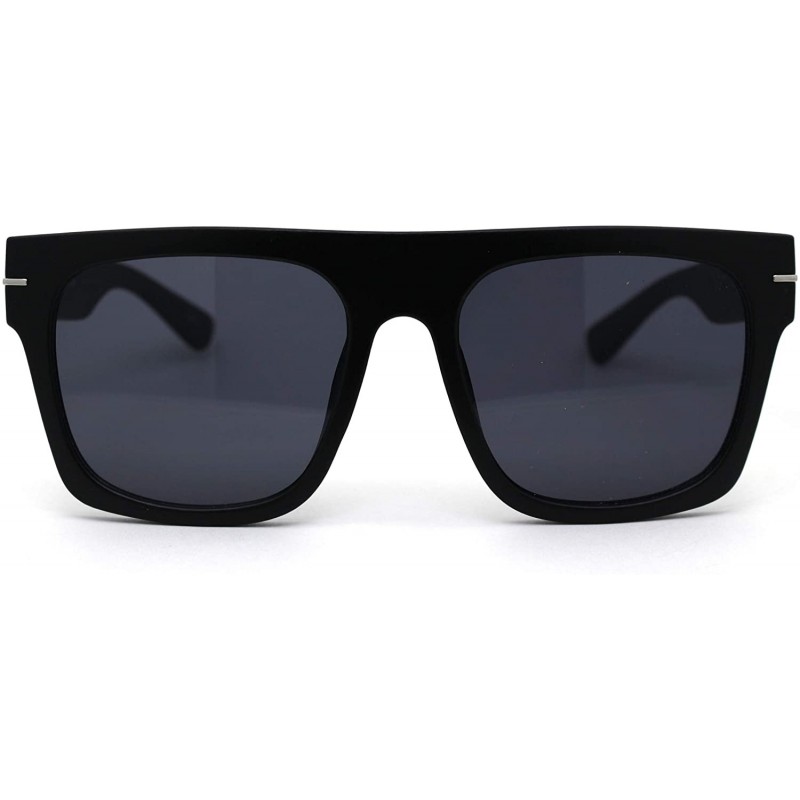 Rectangular Mens Flat Top Squared Rectangular Mobster Horn Rim Sunglasses - Matte Black - CX19574EUK3 $11.01