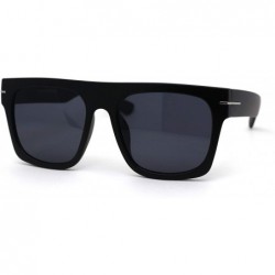 Rectangular Mens Flat Top Squared Rectangular Mobster Horn Rim Sunglasses - Matte Black - CX19574EUK3 $11.01