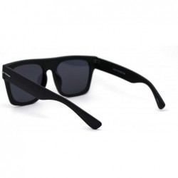 Rectangular Mens Flat Top Squared Rectangular Mobster Horn Rim Sunglasses - Matte Black - CX19574EUK3 $11.01
