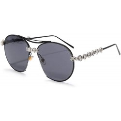 Round Fashion Diamond Sunglasses Oversized Glasses - CT196Y8EQ7C $39.83
