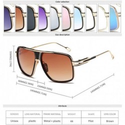 Square Retro Oversized Pilot Sunglasses Metal Frame for Men Women Square Glasses Mirror Lens Gold Rim - Pink - CN18CW83LAA $9.57