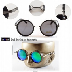 Shield Victorian Round Side Shield Steampunk Goggles A183 - Gunmetal/ Blue Mirror - CD18E43Q8A2 $13.51