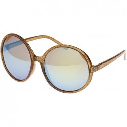 Round Retro Disco Stomp Glitter Frame Sunglasses - Brown - CQ12JSC7K91 $18.43